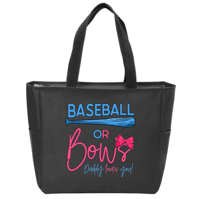 Baseball Or Bows Gender Reveal Party Idea for dad Zip Tote Bag