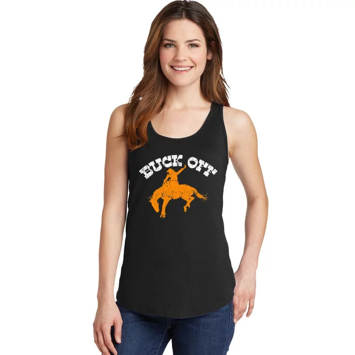 Buck Off Bucking Western Rodeo Cowboy Bronc Rider Ladies Essential Tank