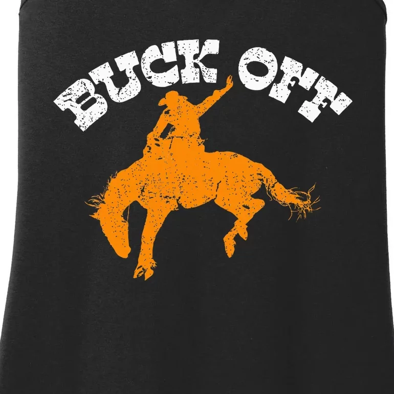 Buck Off Bucking Western Rodeo Cowboy Bronc Rider Ladies Essential Tank