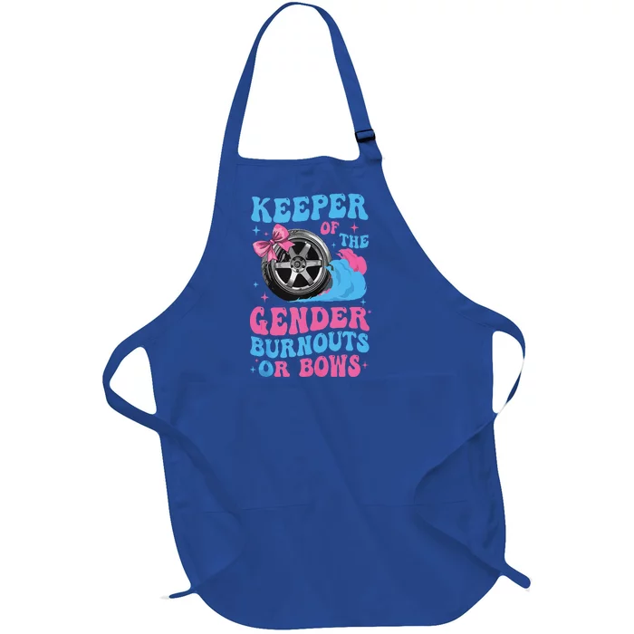 Burnouts Or Bows Funny Gender Reveal Party Fun Full-Length Apron With Pocket