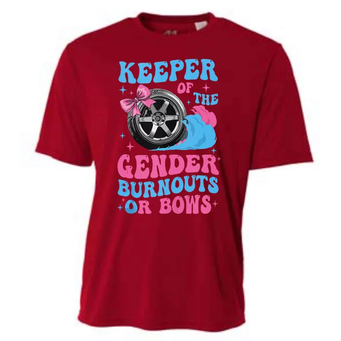 Burnouts Or Bows Funny Gender Reveal Party Fun Cooling Performance Crew T-Shirt