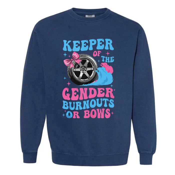 Burnouts Or Bows Funny Gender Reveal Party Fun Garment-Dyed Sweatshirt