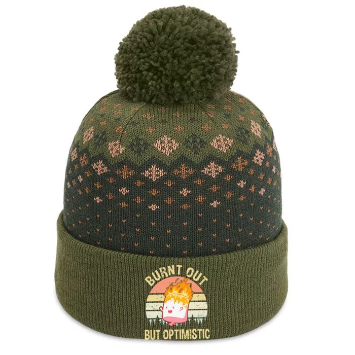 Burnt Out But Optimistic Retro Vintage Sunset The Baniff Cuffed Pom Beanie