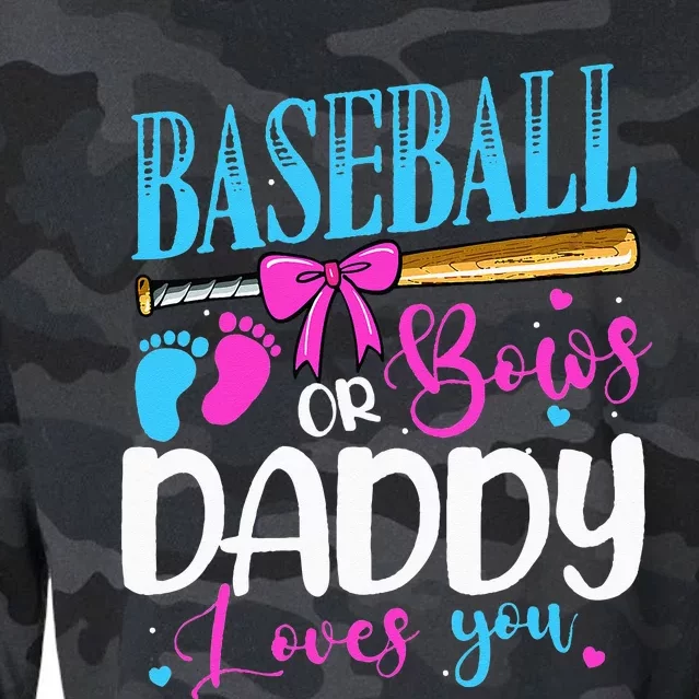 Baseball Or Bows Daddy Loves You Pink Or Blue Gender Reveal Cropped Pullover Crew