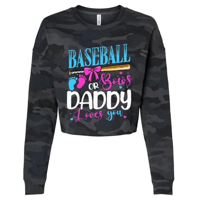 Baseball Or Bows Daddy Loves You Pink Or Blue Gender Reveal Cropped Pullover Crew