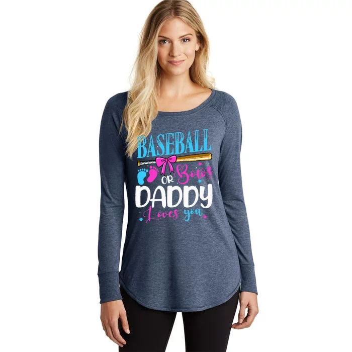 Baseball Or Bows Daddy Loves You Pink Or Blue Gender Reveal Women's Perfect Tri Tunic Long Sleeve Shirt