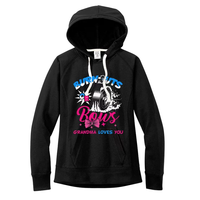 Burnouts Or Bows Gender Reveal Baby Party Announce Grandma Women's Fleece Hoodie