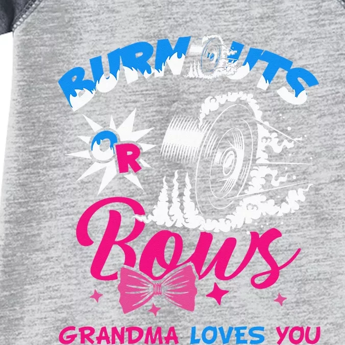 Burnouts Or Bows Gender Reveal Baby Party Announce Grandma Infant Baby Jersey Bodysuit