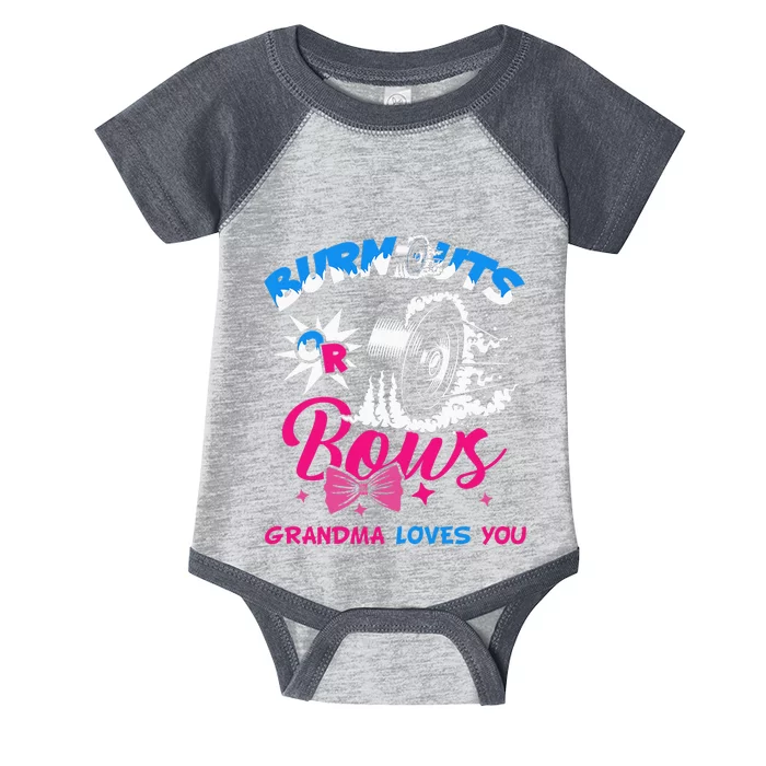 Burnouts Or Bows Gender Reveal Baby Party Announce Grandma Infant Baby Jersey Bodysuit