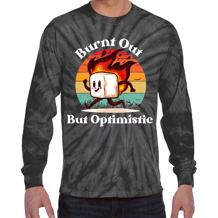 Burnt Out But Optimistic Retro Vintage Sunset Tie-Dye Long Sleeve Shirt