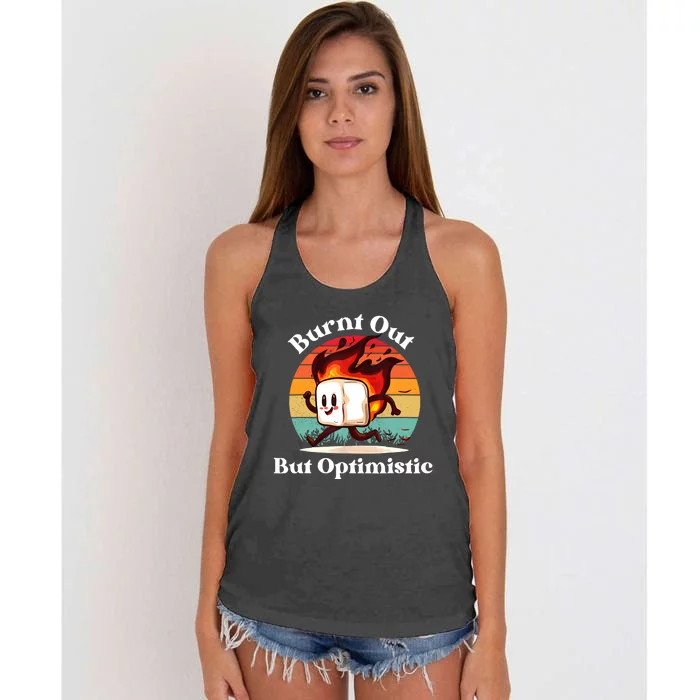 Burnt Out But Optimistic Retro Vintage Sunset Women's Knotted Racerback Tank