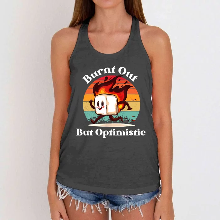 Burnt Out But Optimistic Retro Vintage Sunset Women's Knotted Racerback Tank