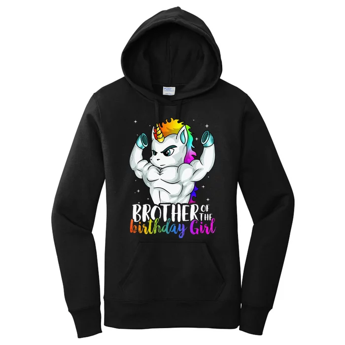 Brother Of Birthday Girl Unicorn Son Grandkid Nephew Women's Pullover Hoodie