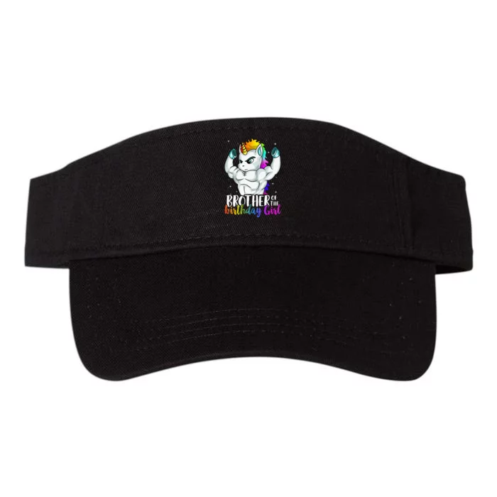 Brother Of Birthday Girl Unicorn Son Grandkid Nephew Valucap Bio-Washed Visor