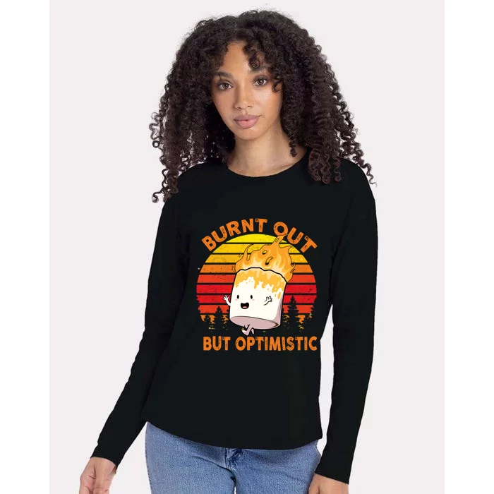 Burnt Out But Optimistic Retro Vintage Womens Cotton Relaxed Long Sleeve T-Shirt