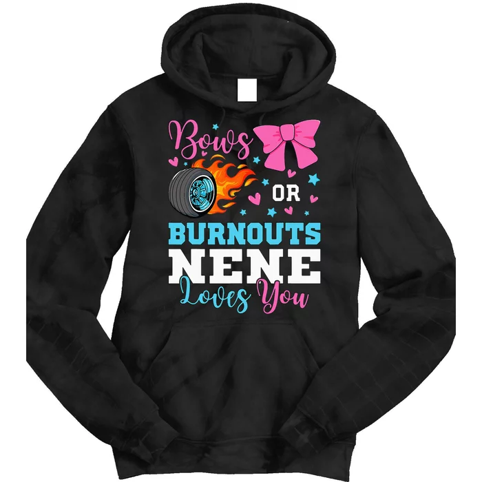 Burnouts or Bows Nene loves you Gender Reveal party Baby Tie Dye Hoodie