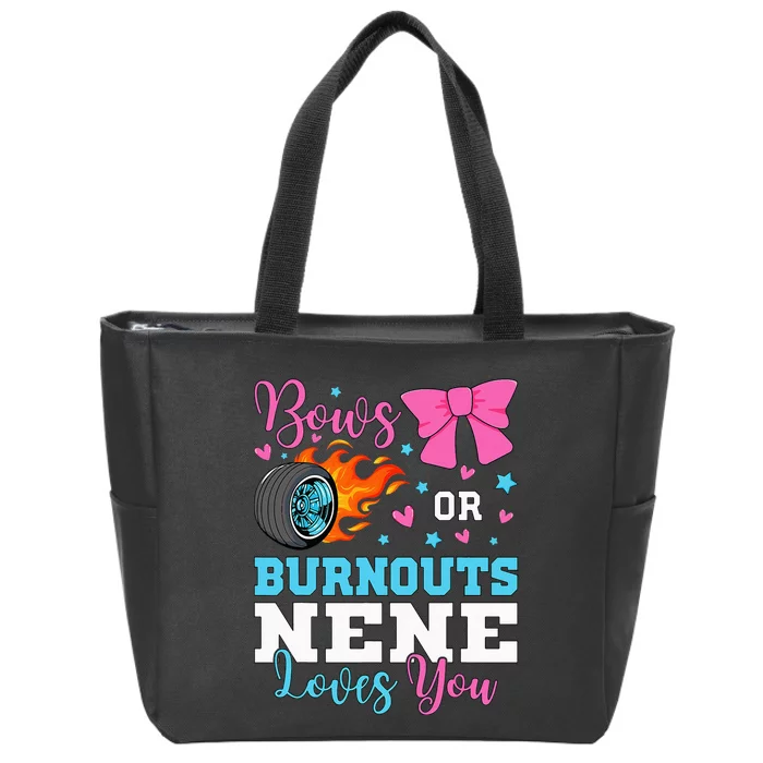 Burnouts or Bows Nene loves you Gender Reveal party Baby Zip Tote Bag