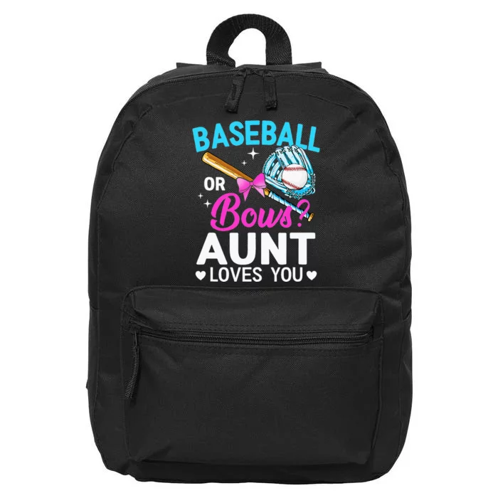 Baseball Or Bows Aunt Loves You Gender Reveal 16 in Basic Backpack