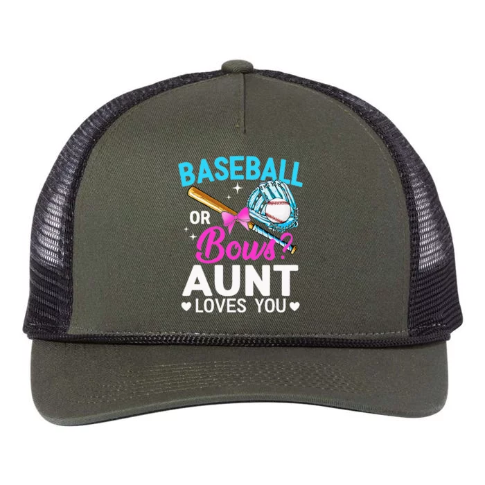 Baseball Or Bows Aunt Loves You Gender Reveal Retro Rope Trucker Hat Cap