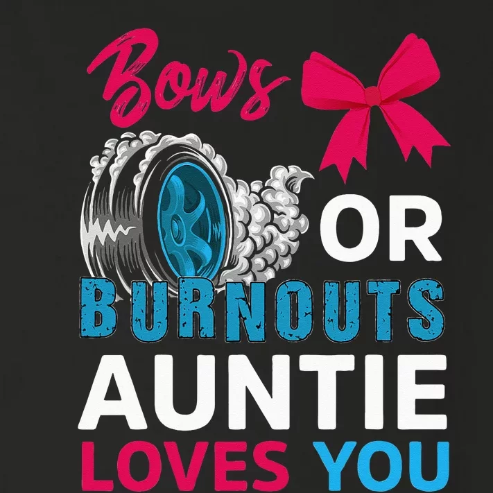 Burnouts Or Bows Auntie Loves You Gender Reveal Party Baby Toddler Long Sleeve Shirt