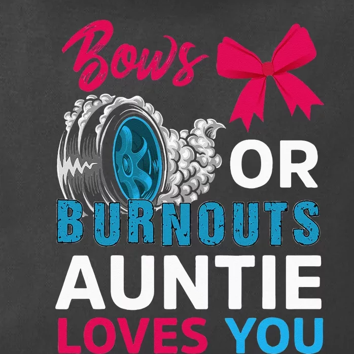 Burnouts Or Bows Auntie Loves You Gender Reveal Party Baby Zip Tote Bag