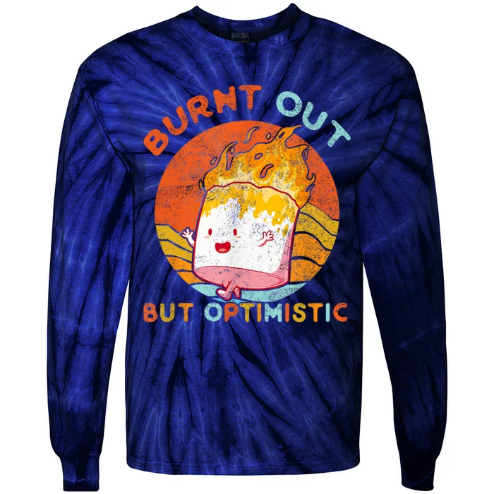 Burnt Out But Optimistic Retro Vintage Sunset Tie-Dye Long Sleeve Shirt