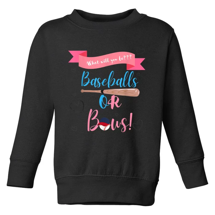 Baseball Or Bows Gender Reveal Toddler Sweatshirt