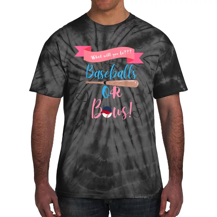 Baseball Or Bows Gender Reveal Tie-Dye T-Shirt