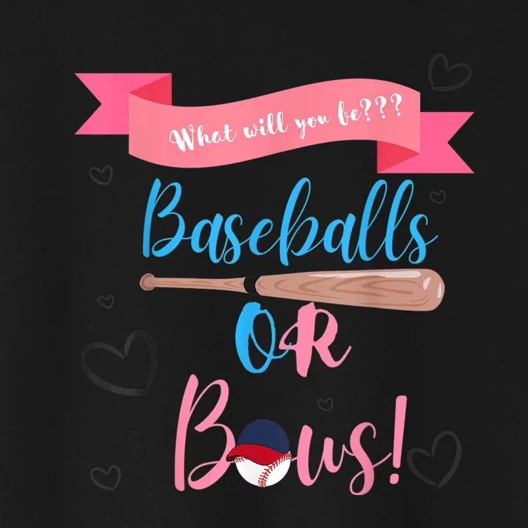 Baseball Or Bows Gender Reveal Women's Crop Top Tee