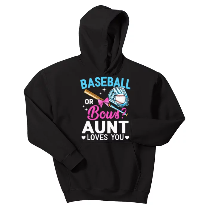 Baseball Or Bows Aunt Loves You Gender Reveal Kids Hoodie