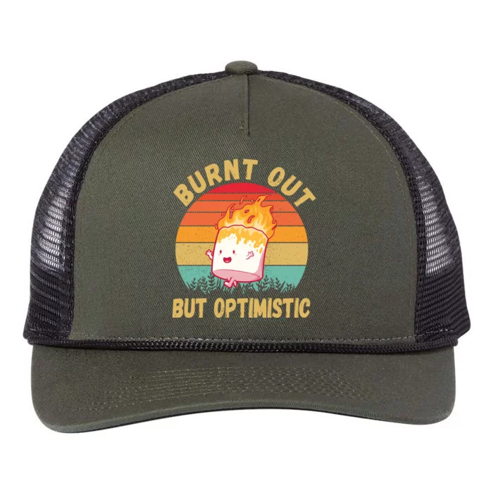 Burnt Out But Optimistic Funny Marshmallow Retro Rope Trucker Hat Cap