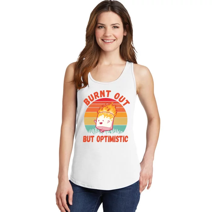 Burnt Out But Optimistic Funny Marshmallow Ladies Essential Tank