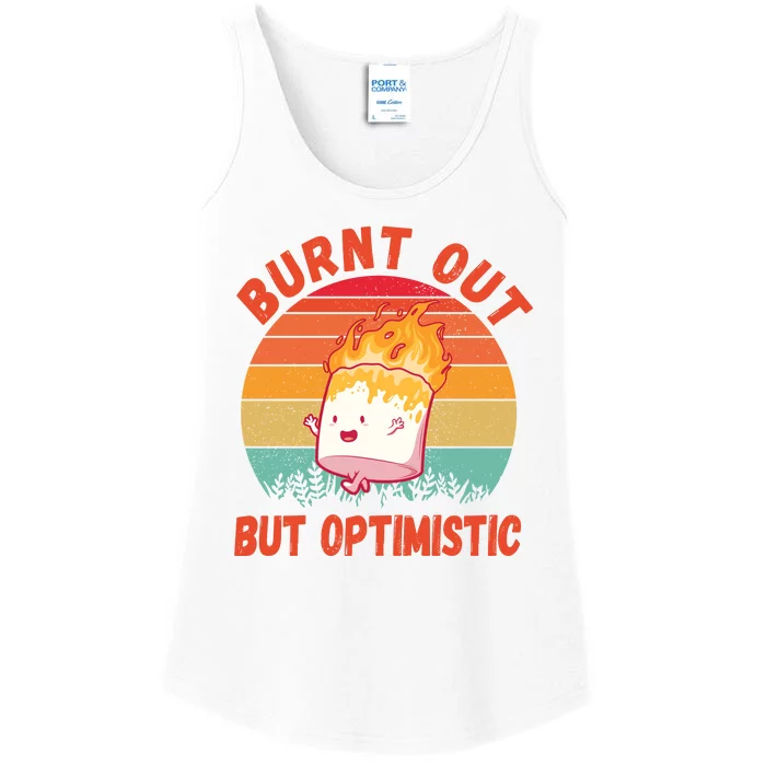 Burnt Out But Optimistic Funny Marshmallow Ladies Essential Tank