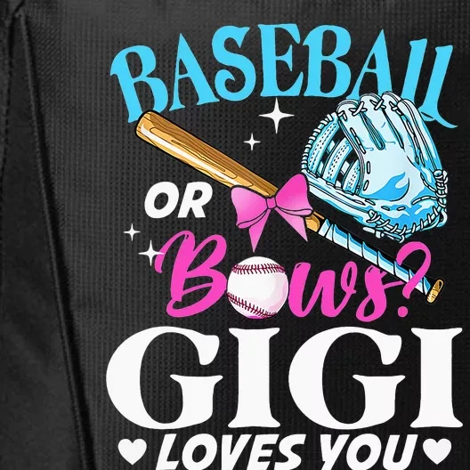 Baseball or Bows Gigi Loves You Gender Reveal Pink or Blue City Backpack