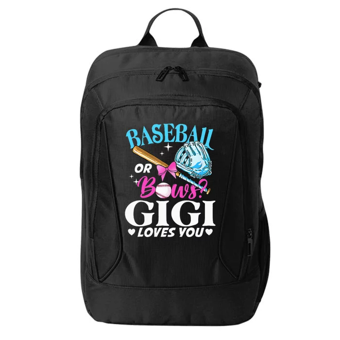 Baseball or Bows Gigi Loves You Gender Reveal Pink or Blue City Backpack