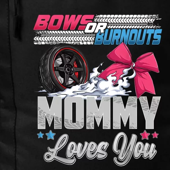 Burnouts Or Bows Gender Reveal Party Announcement Mommy Daily Commute Backpack