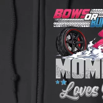 Burnouts Or Bows Gender Reveal Party Announcement Mommy Full Zip Hoodie