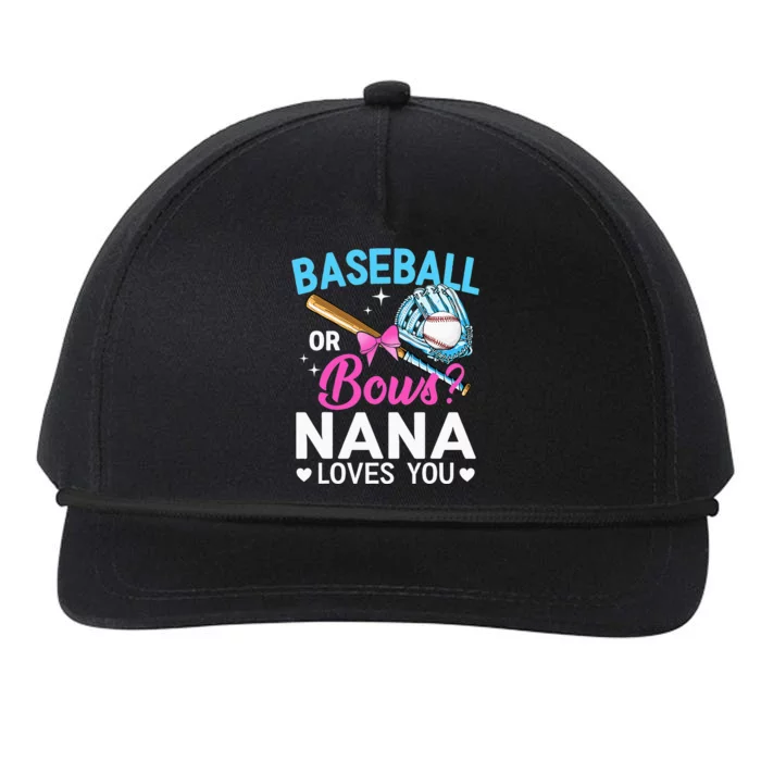 Baseball Or Bows Nana Loves You Gender Reveal Grandma Snapback Five-Panel Rope Hat