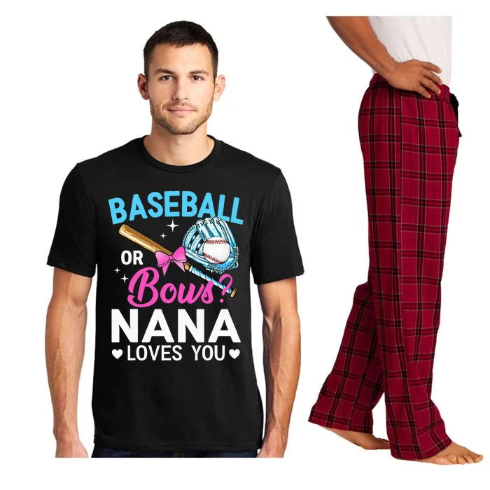 Baseball Or Bows Nana Loves You Gender Reveal Grandma Pajama Set