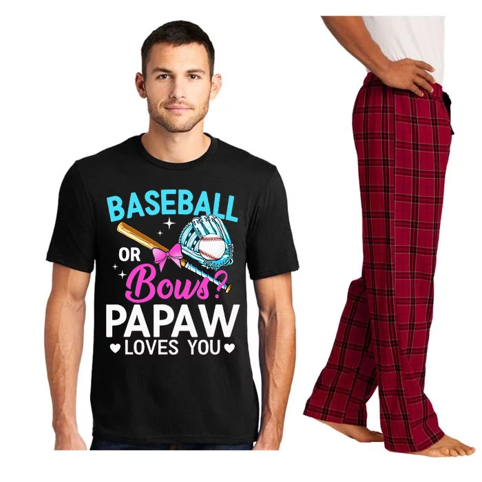 Baseball Or Bows Papaw Loves You Gender Reveal Pajama Set