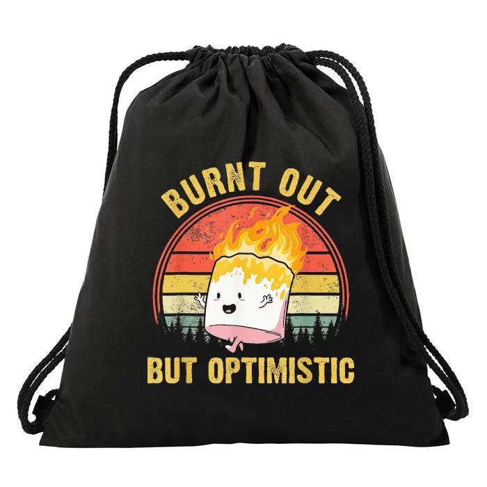 Burnt Out But Optimistic Cute Marshmallow For Camping Drawstring Bag