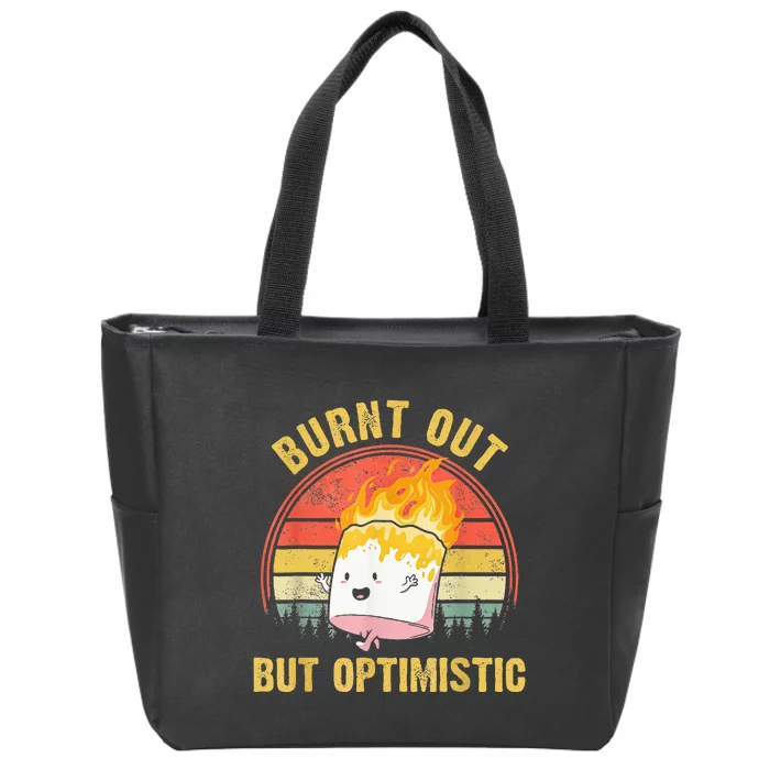 Burnt Out But Optimistic Cute Marshmallow For Camping Zip Tote Bag