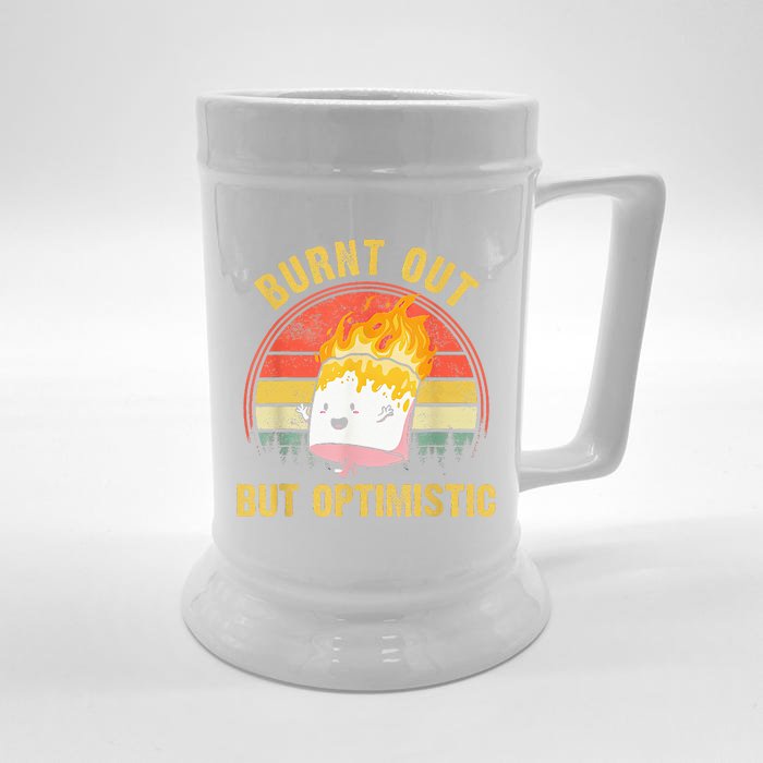 Burnt Out But Optimistic Cute Marshmallow For Camping Front & Back Beer Stein