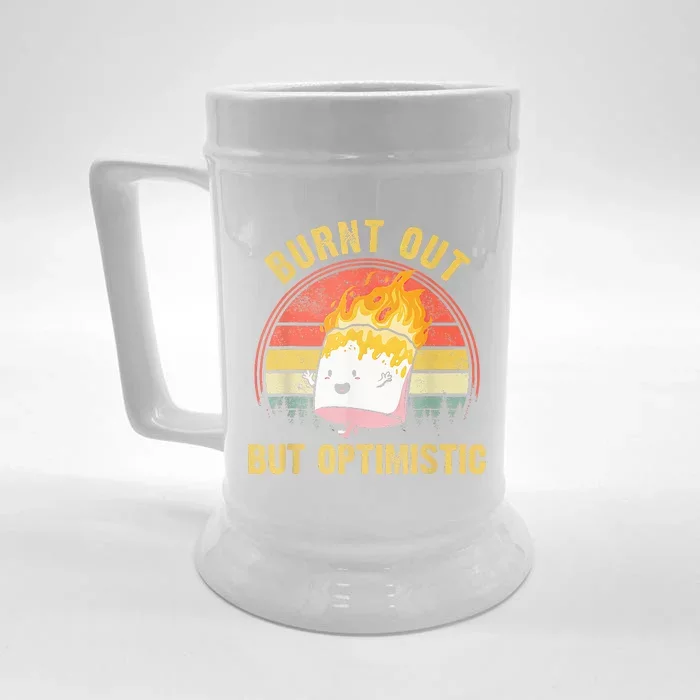 Burnt Out But Optimistic Cute Marshmallow For Camping Front & Back Beer Stein