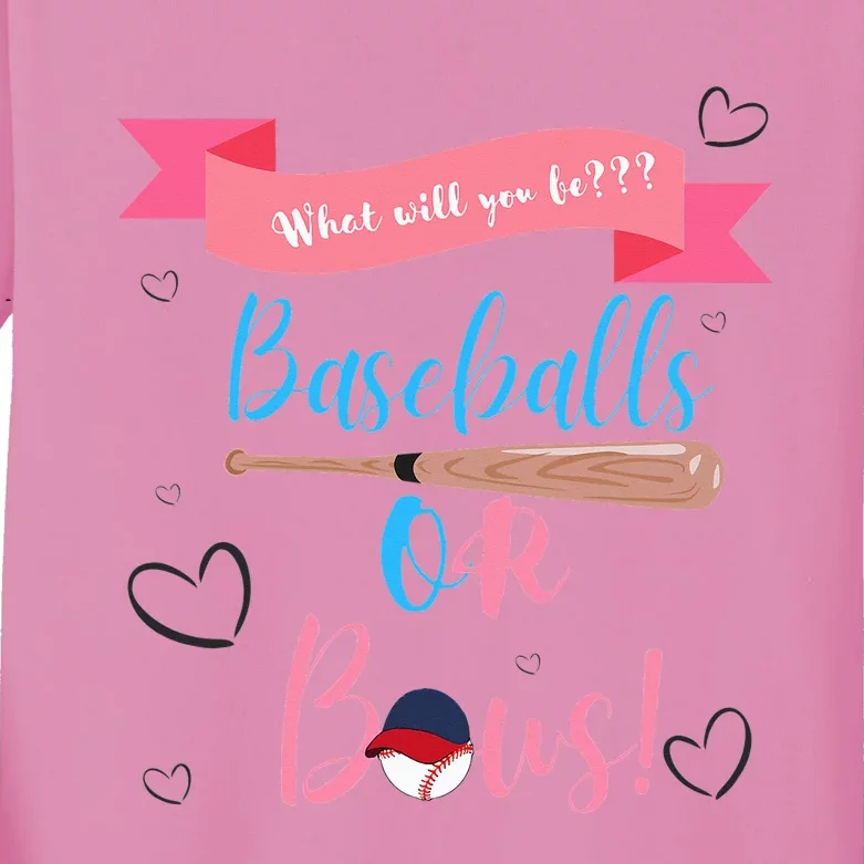 Baseball Or Bows Gender Reveal Kids Long Sleeve Shirt