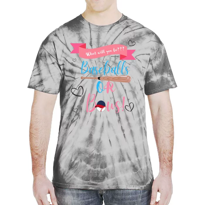 Baseball Or Bows Gender Reveal Tie-Dye T-Shirt