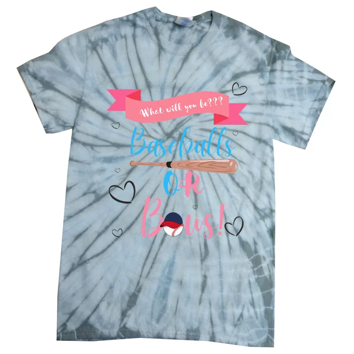 Baseball Or Bows Gender Reveal Tie-Dye T-Shirt