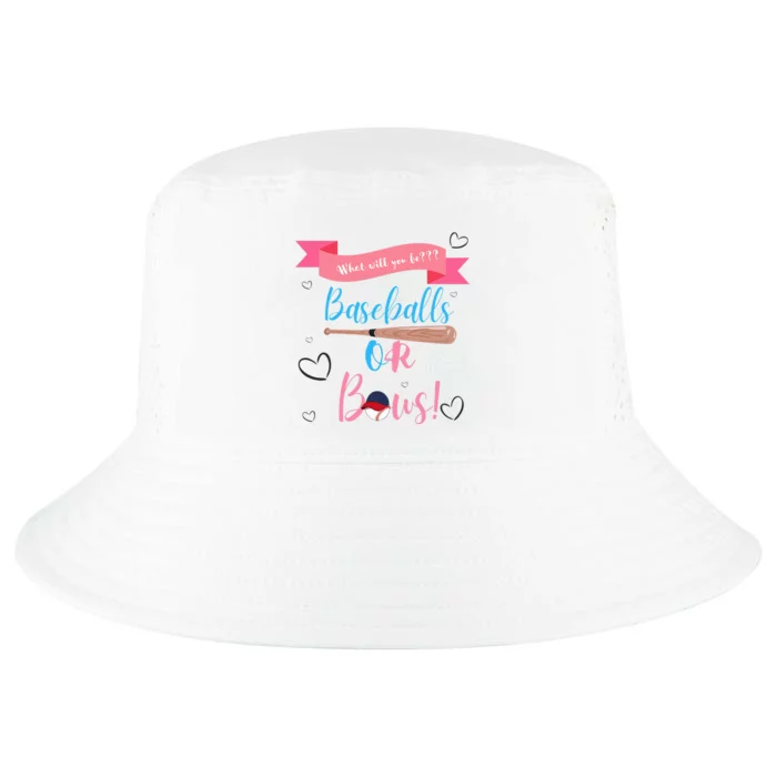 Baseball Or Bows Gender Reveal Cool Comfort Performance Bucket Hat