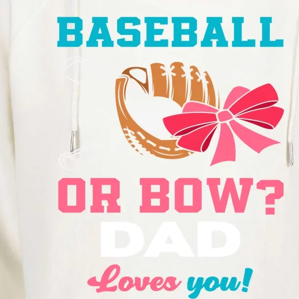 Baseball Or Bows Dad Announcet Gender Reveal Gift Womens Funnel Neck Pullover Hood