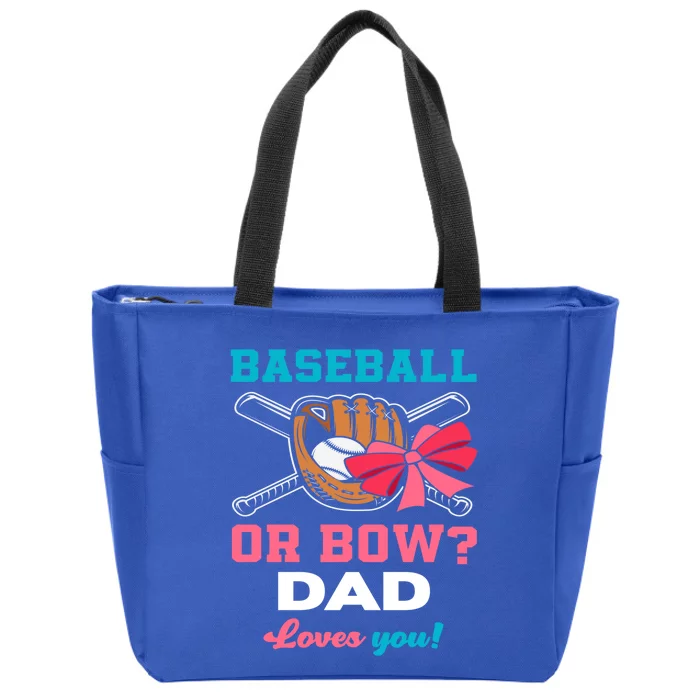 Baseball Or Bows Dad Announcet Gender Reveal Gift Zip Tote Bag